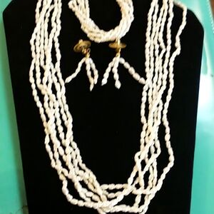 Pearl rice bead necklace,bracelet, earrings